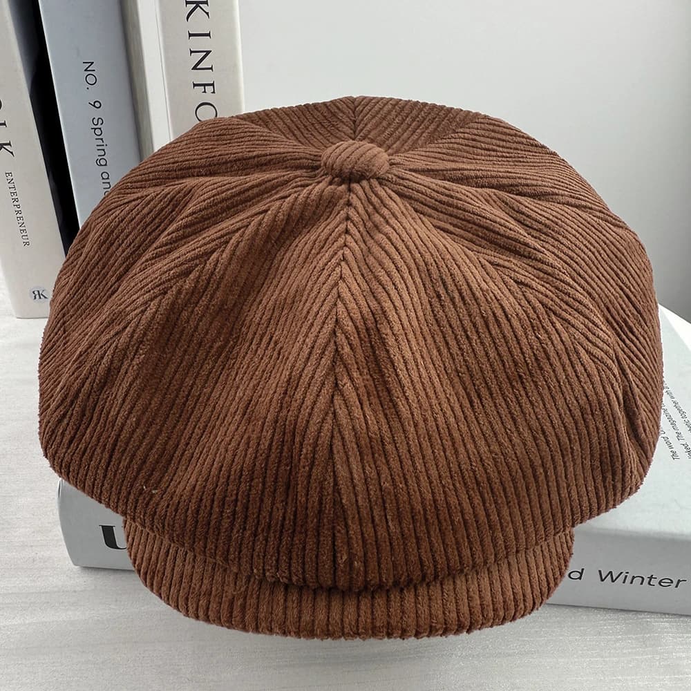 Casquettes d'hiver rétro pour hommes, chapeau de journal en velours côtelé, casquette plate pour hom