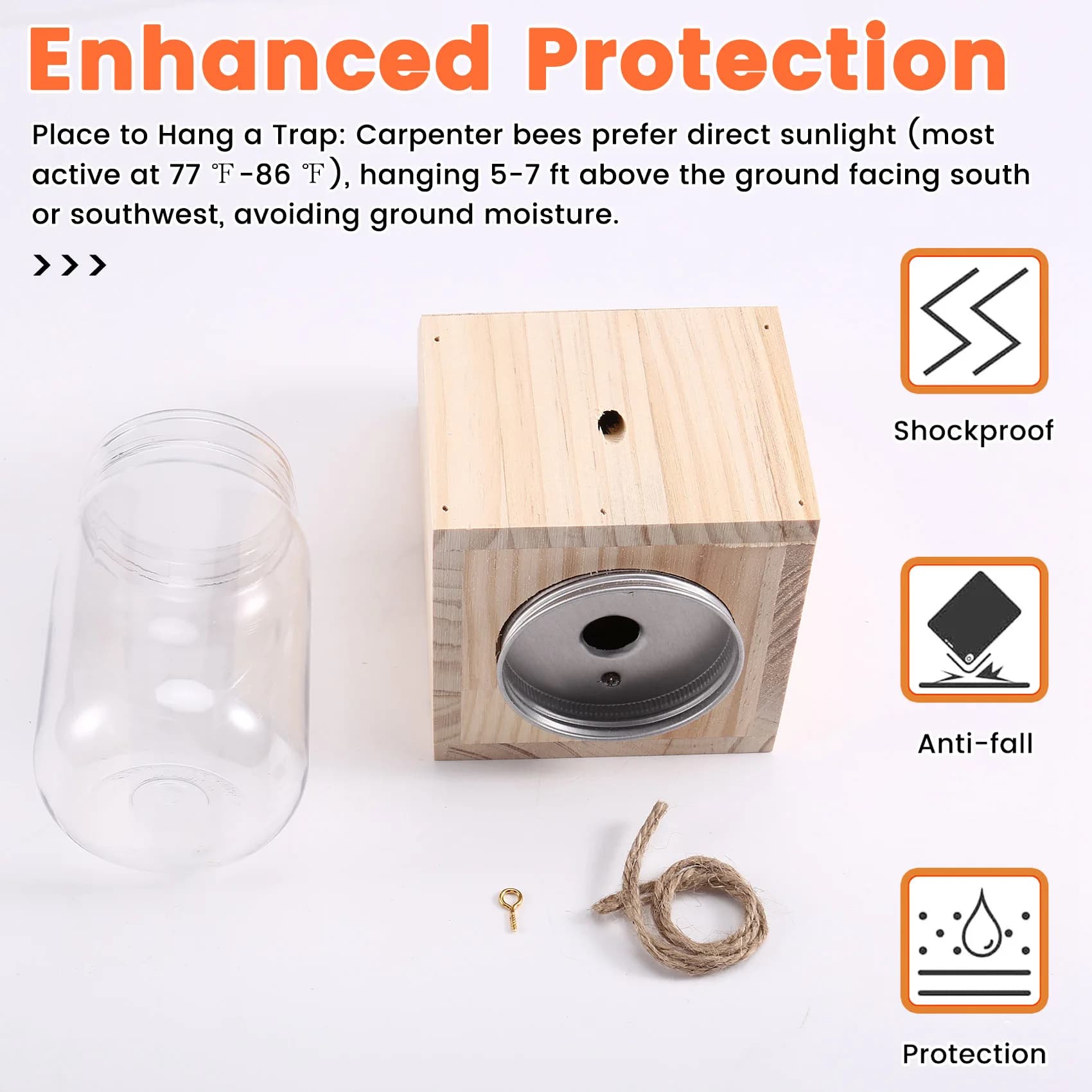 Piège à abeilles pour charpentier extérieur, conception de pot en plastique pour hangar extérieur, S