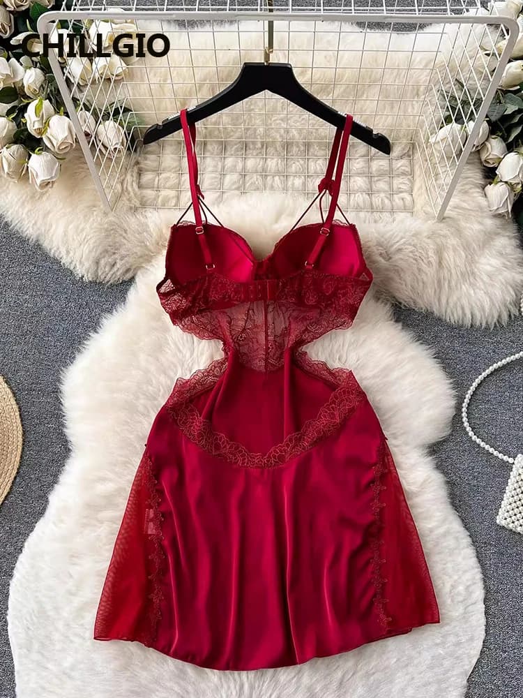 CHILLGIO femmes Sexy dentelle florale Spaghetti sangle robe d'été mode dos nu une ligne été Transpar