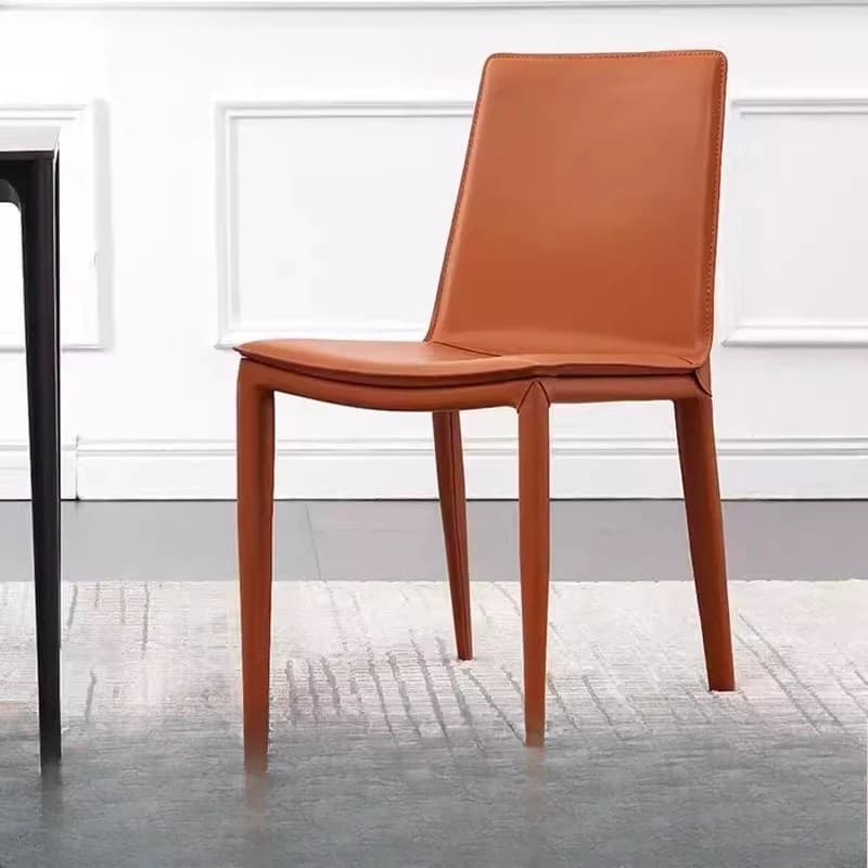 Chaise de salle à manger en cuir de selle minimaliste italienne, chaise de luxe à dossier confortabl