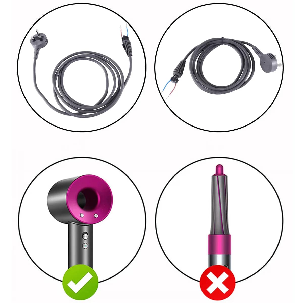 Accessoires universels pour sèche-cheveux Dyson, alimentation, prise UK, EU, US, HD01, 02, 03, 04, 0