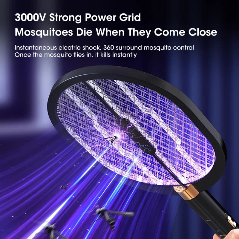 Lampe électrique anti-moustiques 3000V, lumière UV intelligente, Rechargeable, tapette à mouches, po
