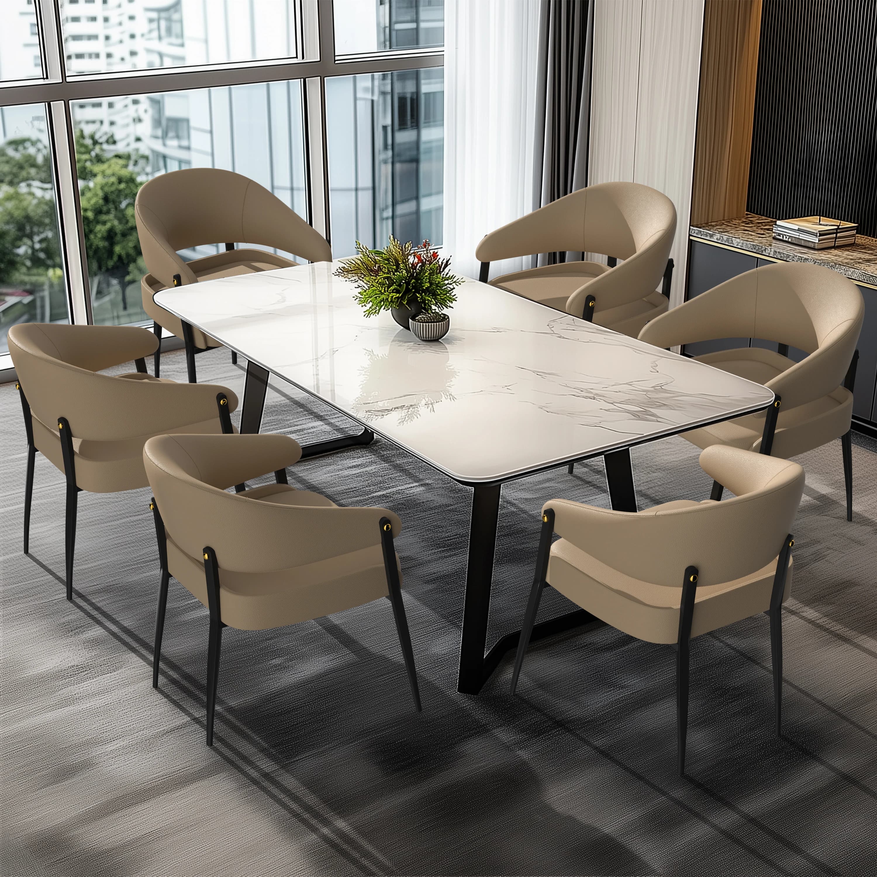 Lot de 2 chaises de salle à manger en cuir microcarence, siège de luxe pour restaurant, hôtel et bur