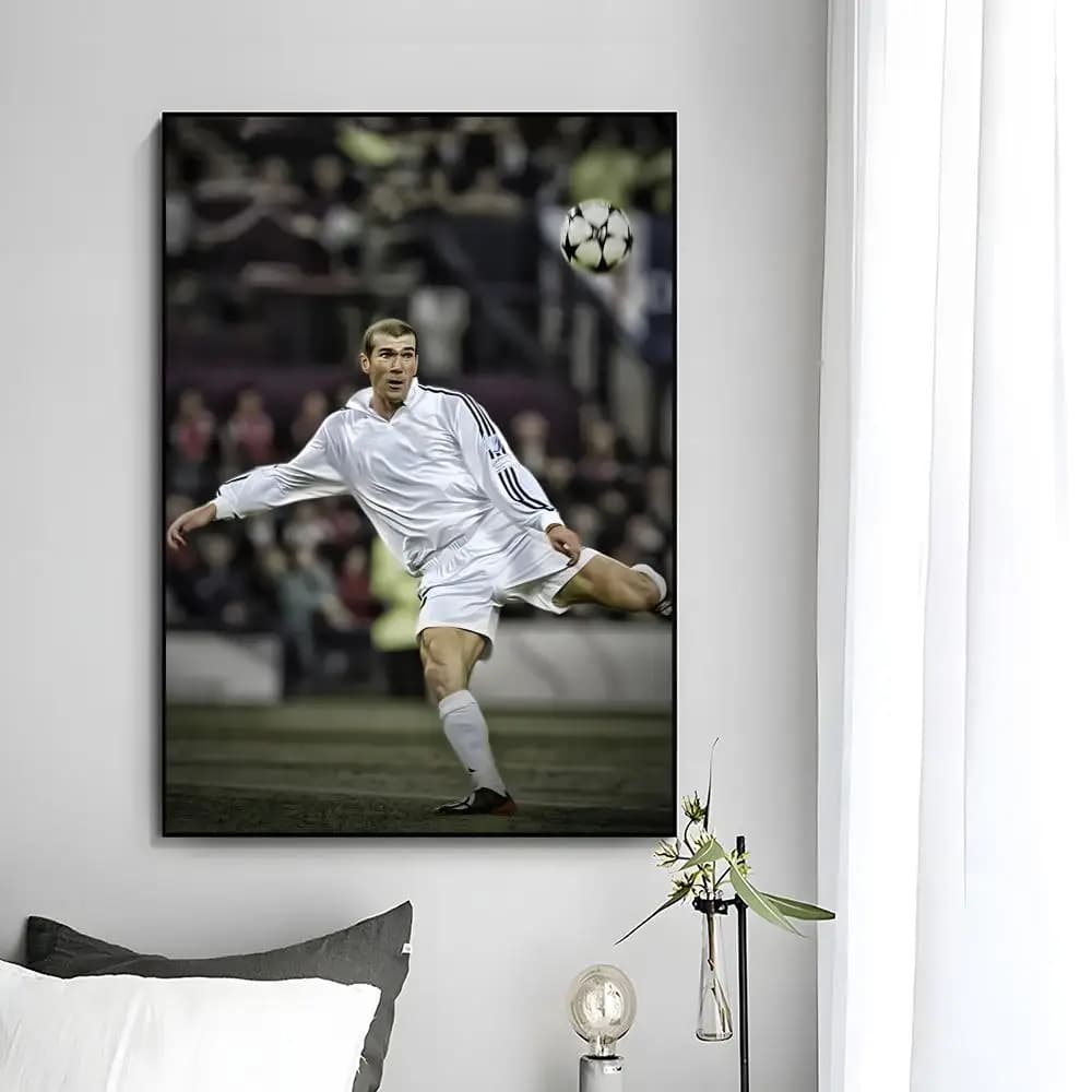 Affiche murale de la légende du football Zinedine Zidane, impression artistique, peinture murale déc