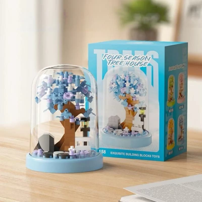 Blocs de construction DIY Maison dans les Arbres Quatre Saisons avec Housse Anti-Poussière, Collecti