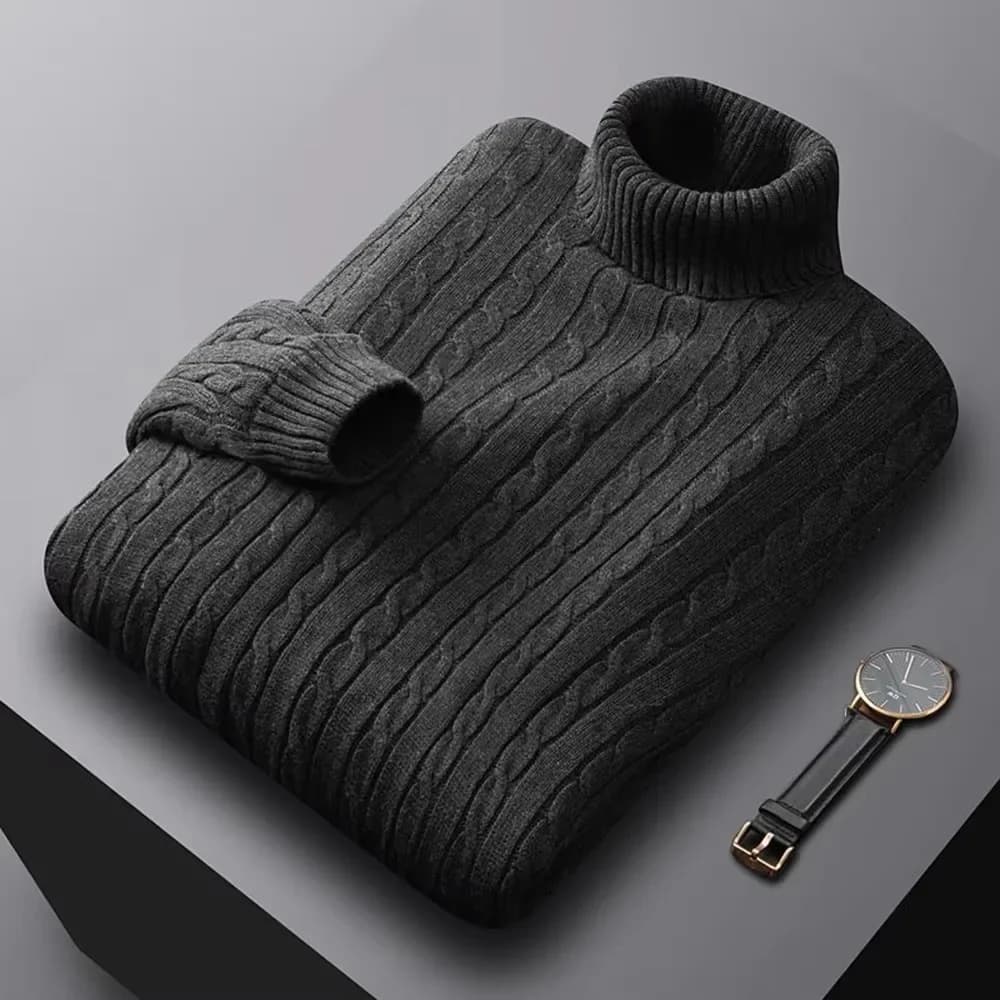 Pull Jacquard à col roulé pour hommes, pull décontracté, haute élasticité, vêtements de survêtement 