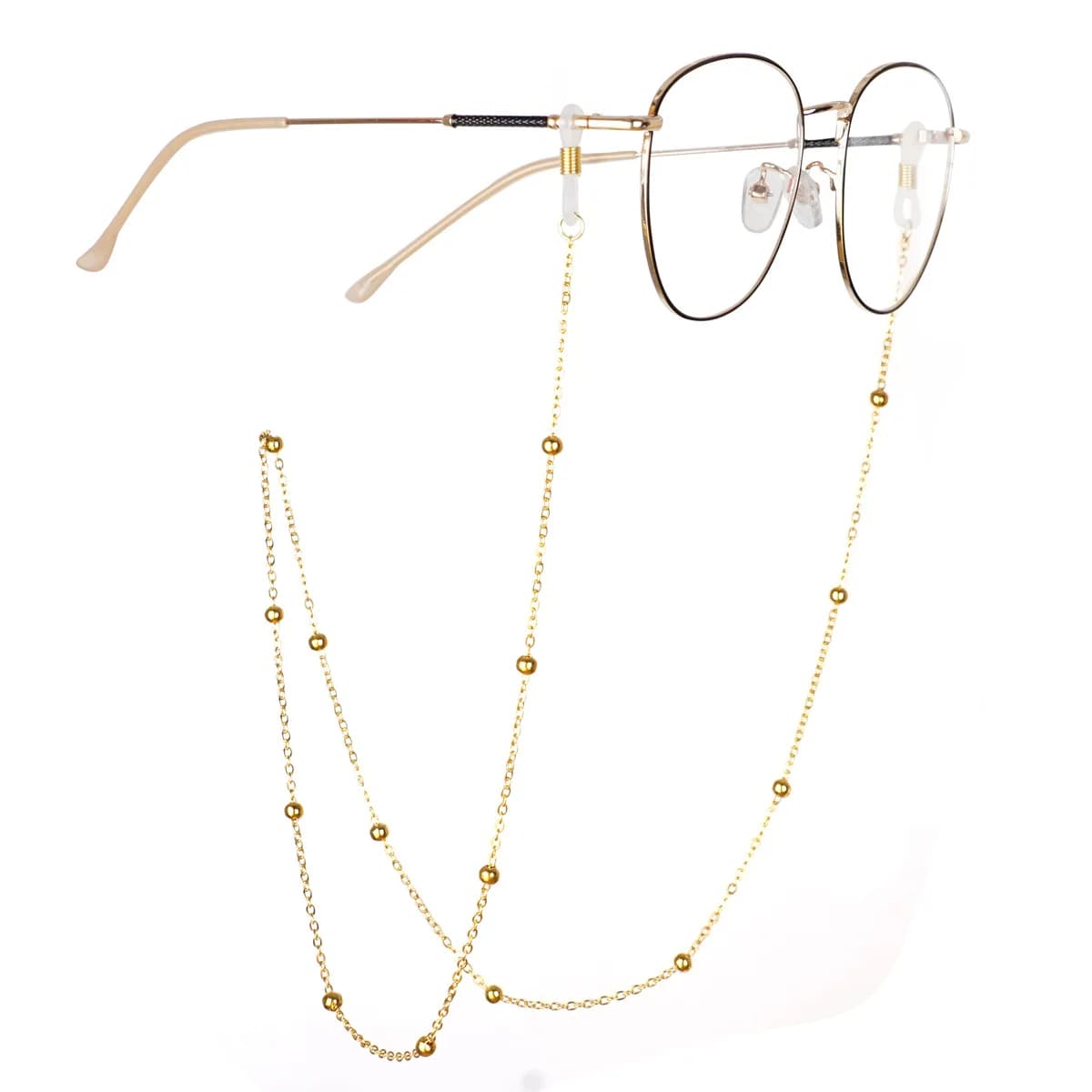 Mode métal hommes femmes chaînes de lunettes lunettes de soleil lecture lunettes perlées chaîne lune