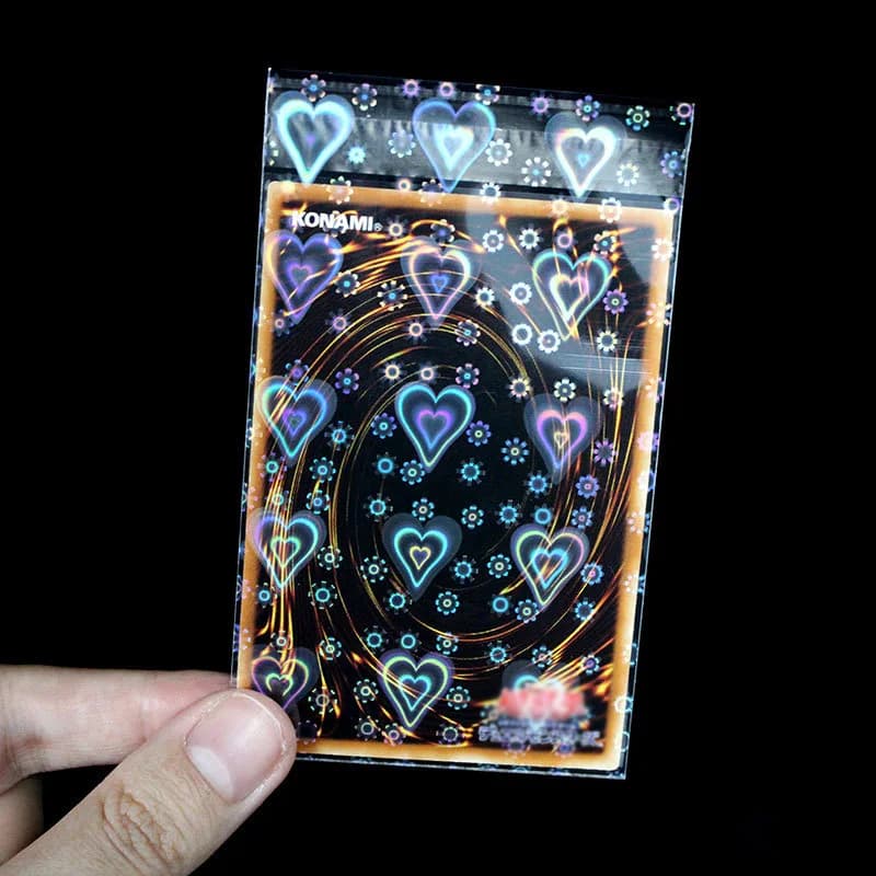 Pochettes de cartes laser en aluminium en forme de cœur, sac de rangement transparent pour jeu de ta