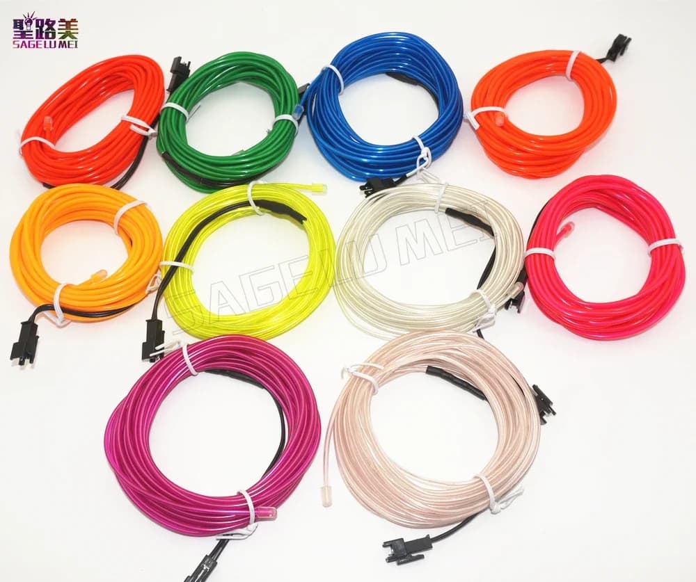 3V 5V 12V 2M/3M/5M néon danse fête décor lumière néon lampe à LED Flexible EL fil corde Tube LED éta