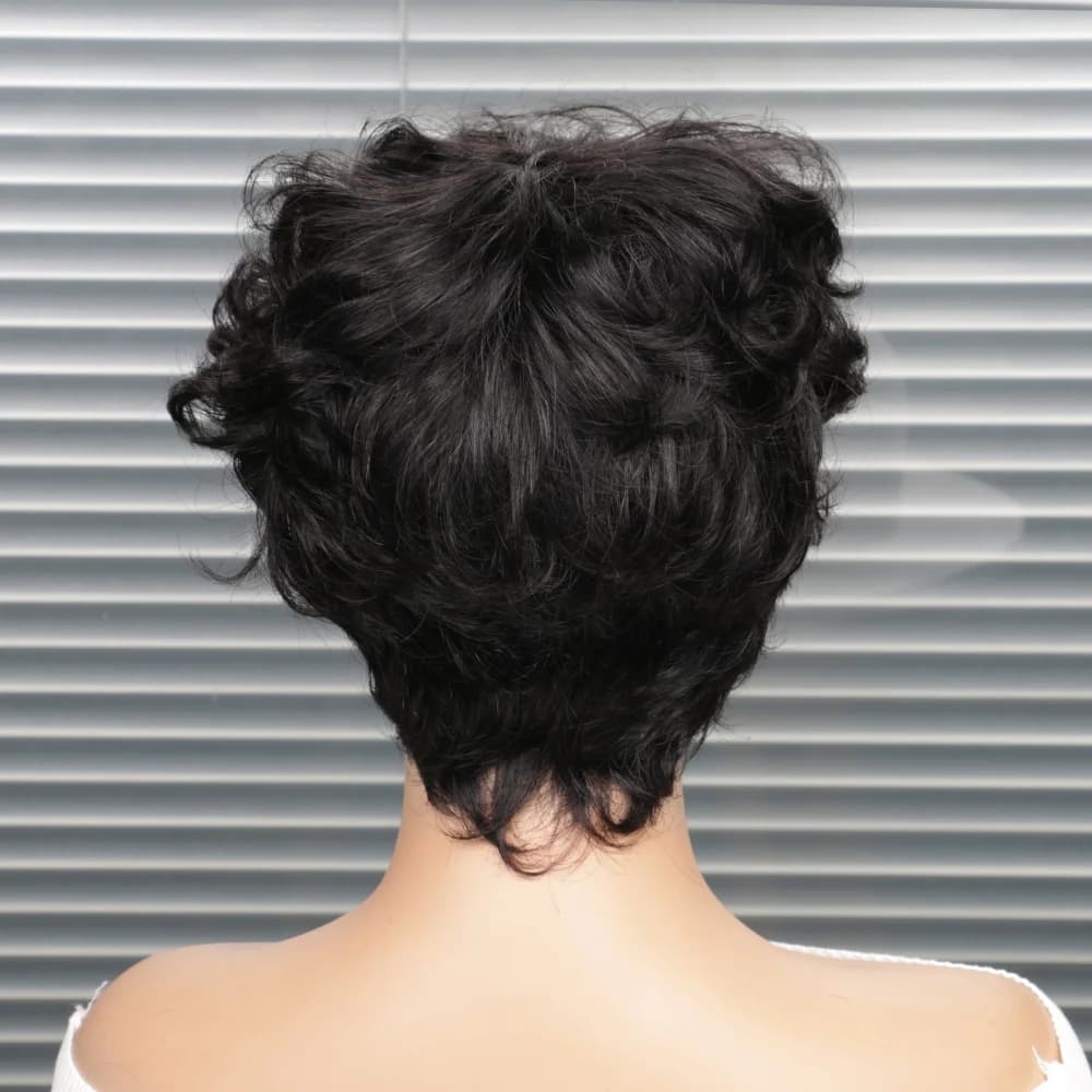 Perruque courte coupe pixie, perruque bouclée bob en cheveux humains pour femmes noires, perruques f
