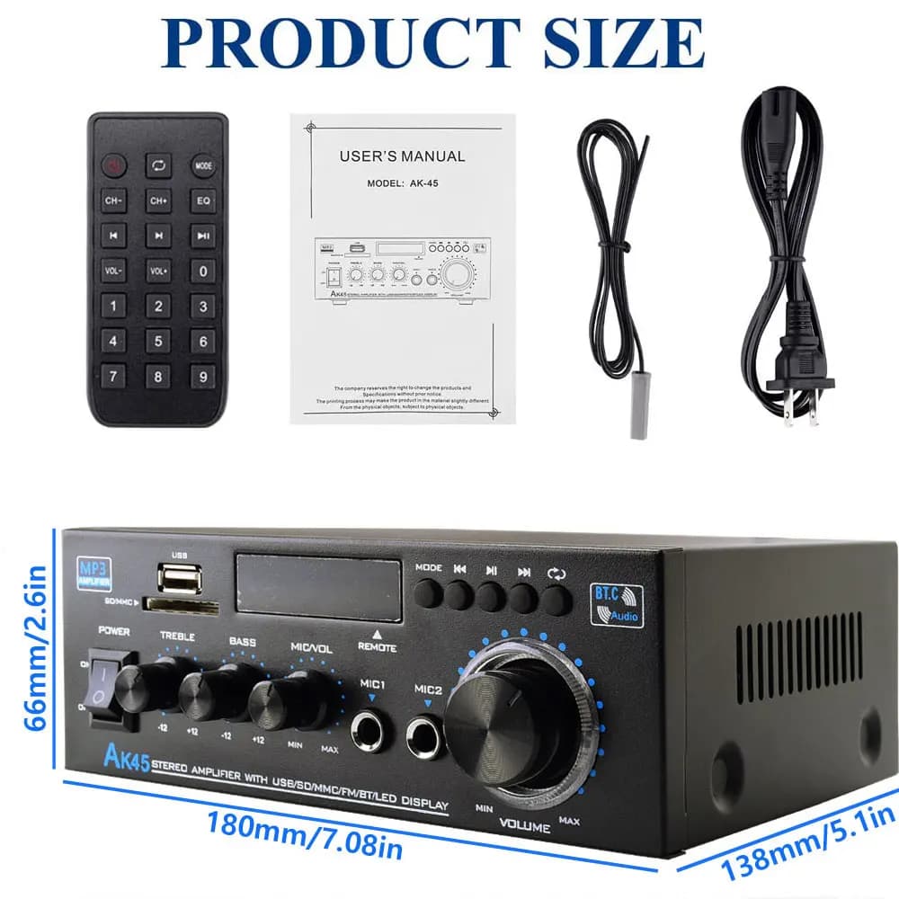 Woopker HiFi amplificateur numérique AK45 Bluetooth MP3 canal 2.0 amplificateur sonore Support 90 V-