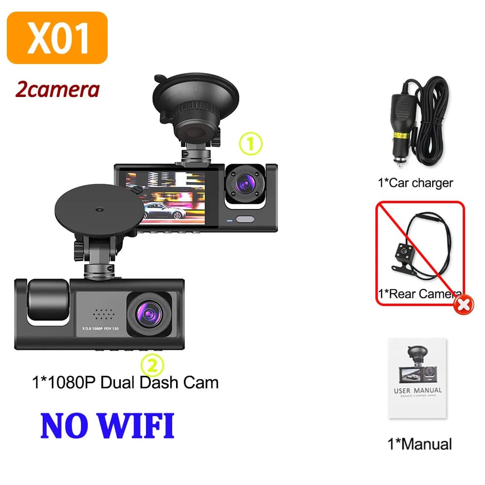 1080P voiture Dvr 2/3 Camra Dash Cam pour voitures caméra pour véhicule enregistreur vidéo avant en 