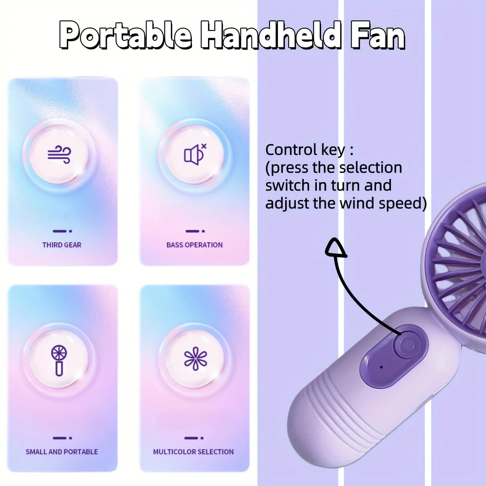 Mini ventilateur portable rechargeable USB à 3 vitesses, ventilateur portatif au choix de cadeaux, p