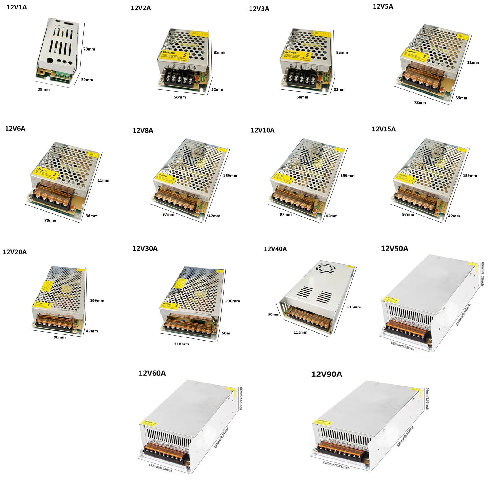 Alimentation à découpage DC 5V 12V 24V 36V 48V 60W 360W 600W, transformateur de lumière AC 100-240V,