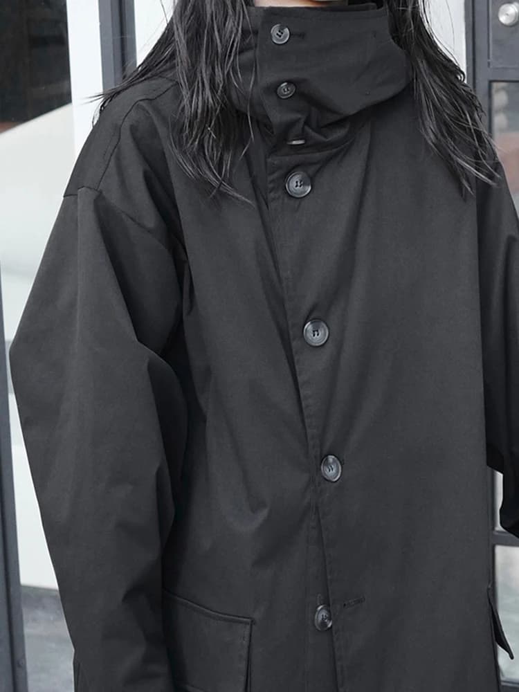 Lautaro-Manteau Long Respirant Noir avec Capuche pour Femme, Vêtements de Créateur de Luxe, Dark Aca