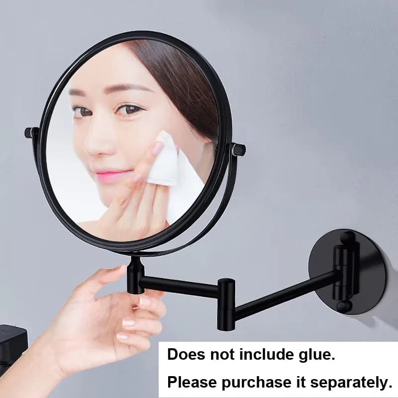 Miroir Circulaire Double Face Rétractable avec Cadre localité ou Noir, Rotation Résistante à 360 °, 
