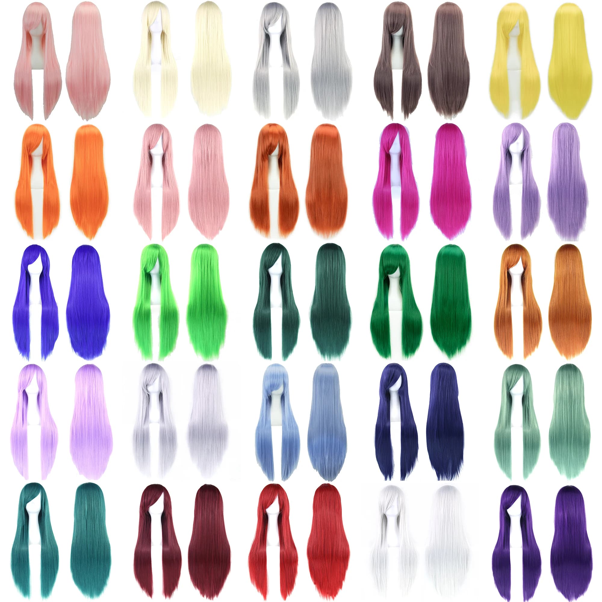 Soowee cheveux synthétiques longs blanc violet Cosplay perruques fête cheveux noirs perruque droite 