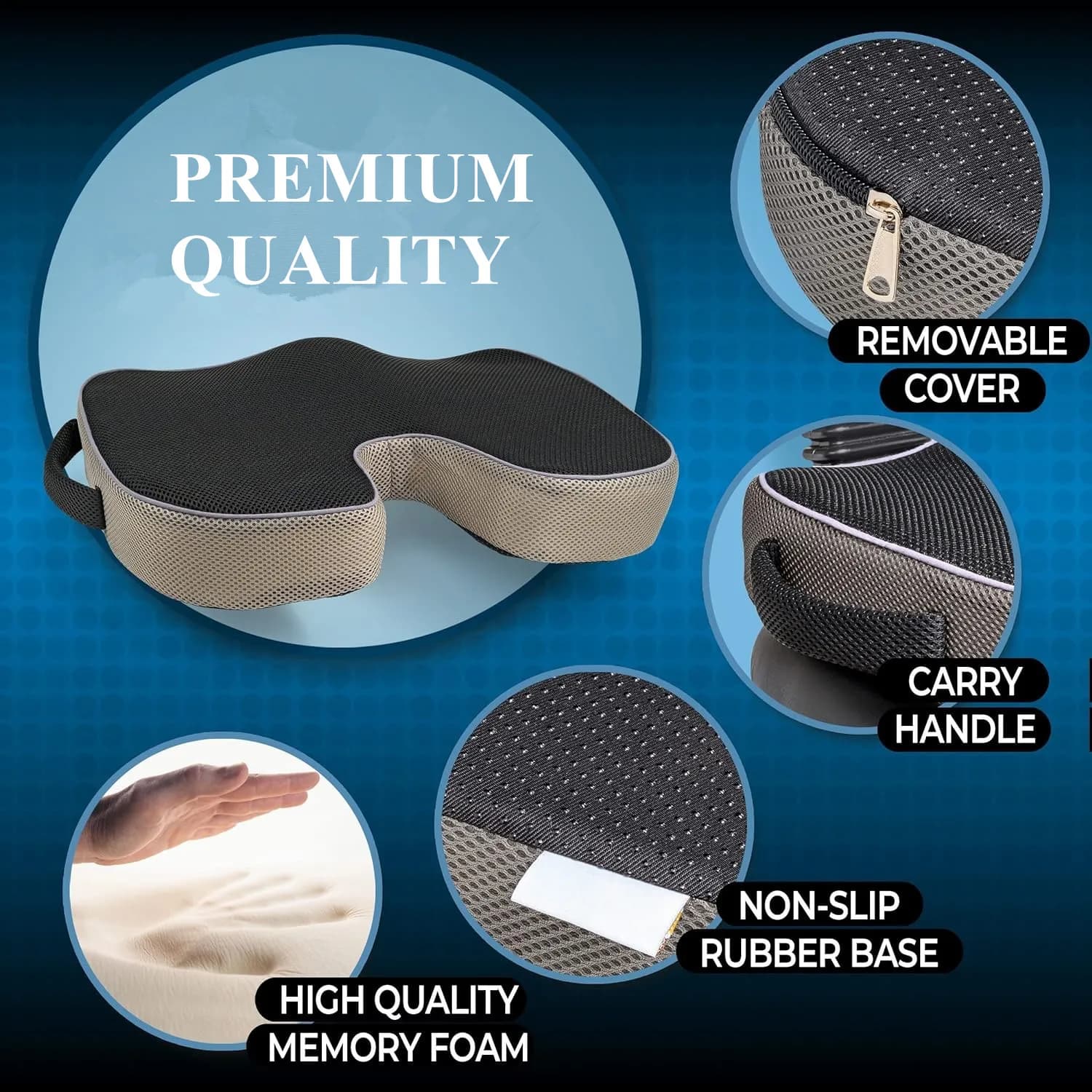 Coussin de siège ergonomique résistant à la pression et respirant avec remplissage à récupération le