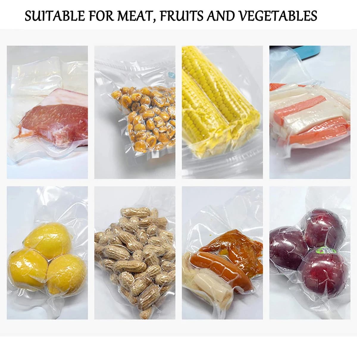 Rouleau de sac alimentaire scellé sous vide de 5m, 3 pièces, sans bisphénol A, sac de conservation s
