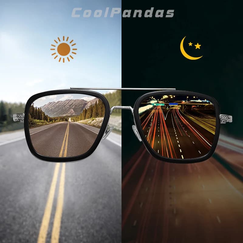 Top qualité Tony Stark carré lunettes de soleil photochromique polarisé hommes lunettes Steampunk lu