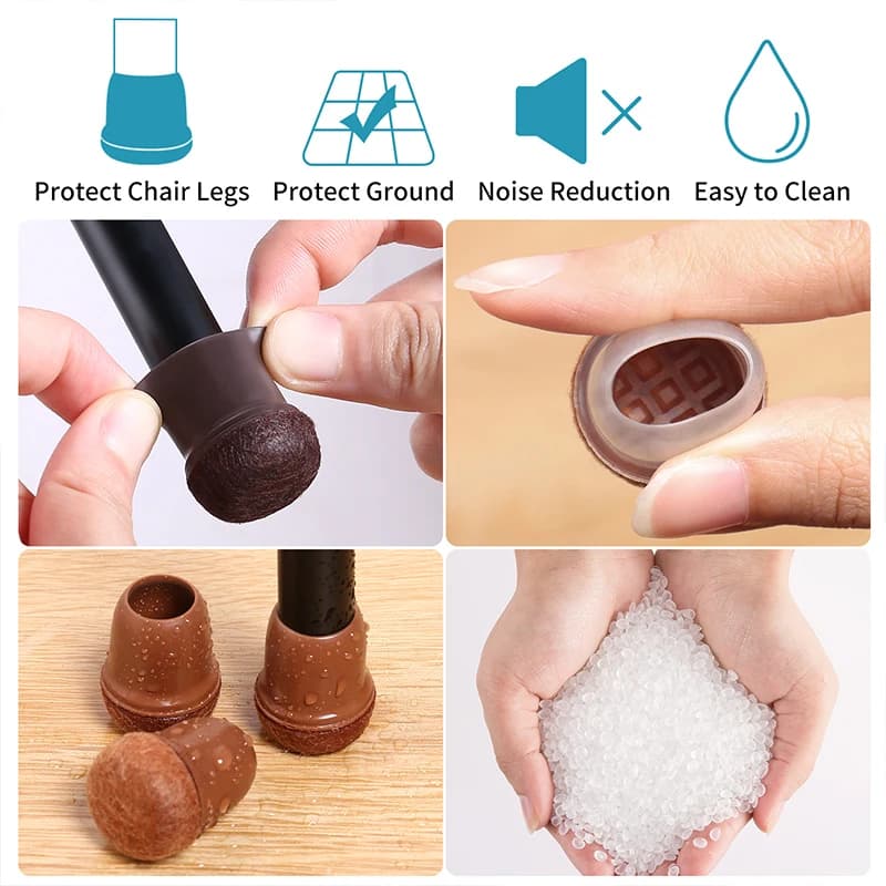Protecteurs de pieds de chaise pour sols en bois dur, coussinets en feutre optique, couvre-pieds de 