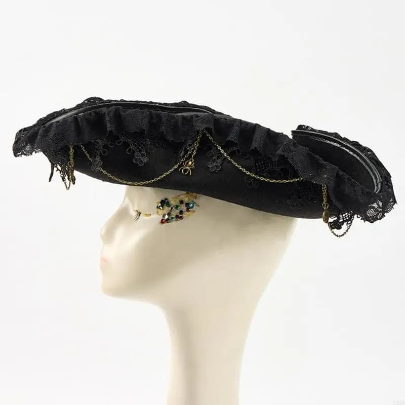 Chapeau Pirate victorien 72XE, équipement d'événement à thème en détresse, chapeau pour mascarades f
