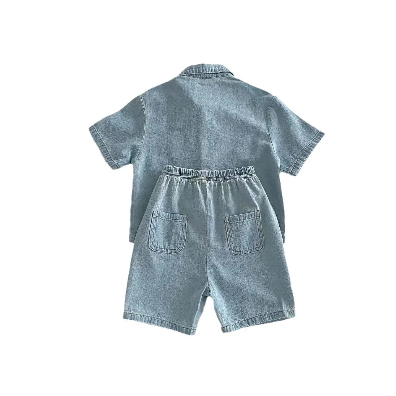 TZ2456 Ensemble de vêtements en jean pour enfants de style coréen, pantalon en jean à manches courte