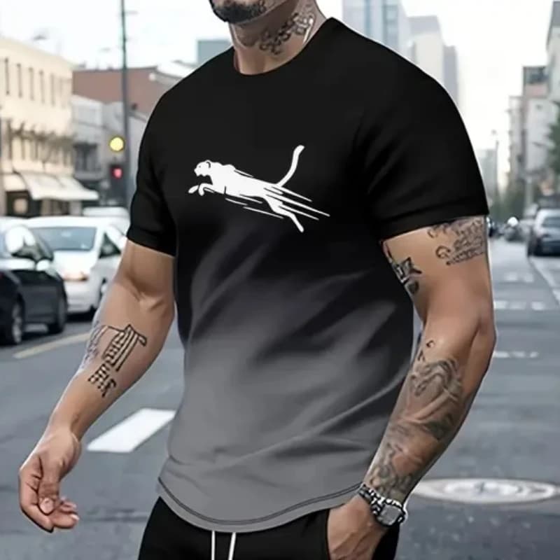 Animal léopard impression 3d sport séchage rapide respirant hommes t-shirt rue décontracté mode ampl