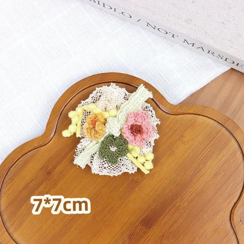 Broche brodée en lin et dentelle florale, 1 pièce, pour décoration de vêtements, accessoire Boho dou