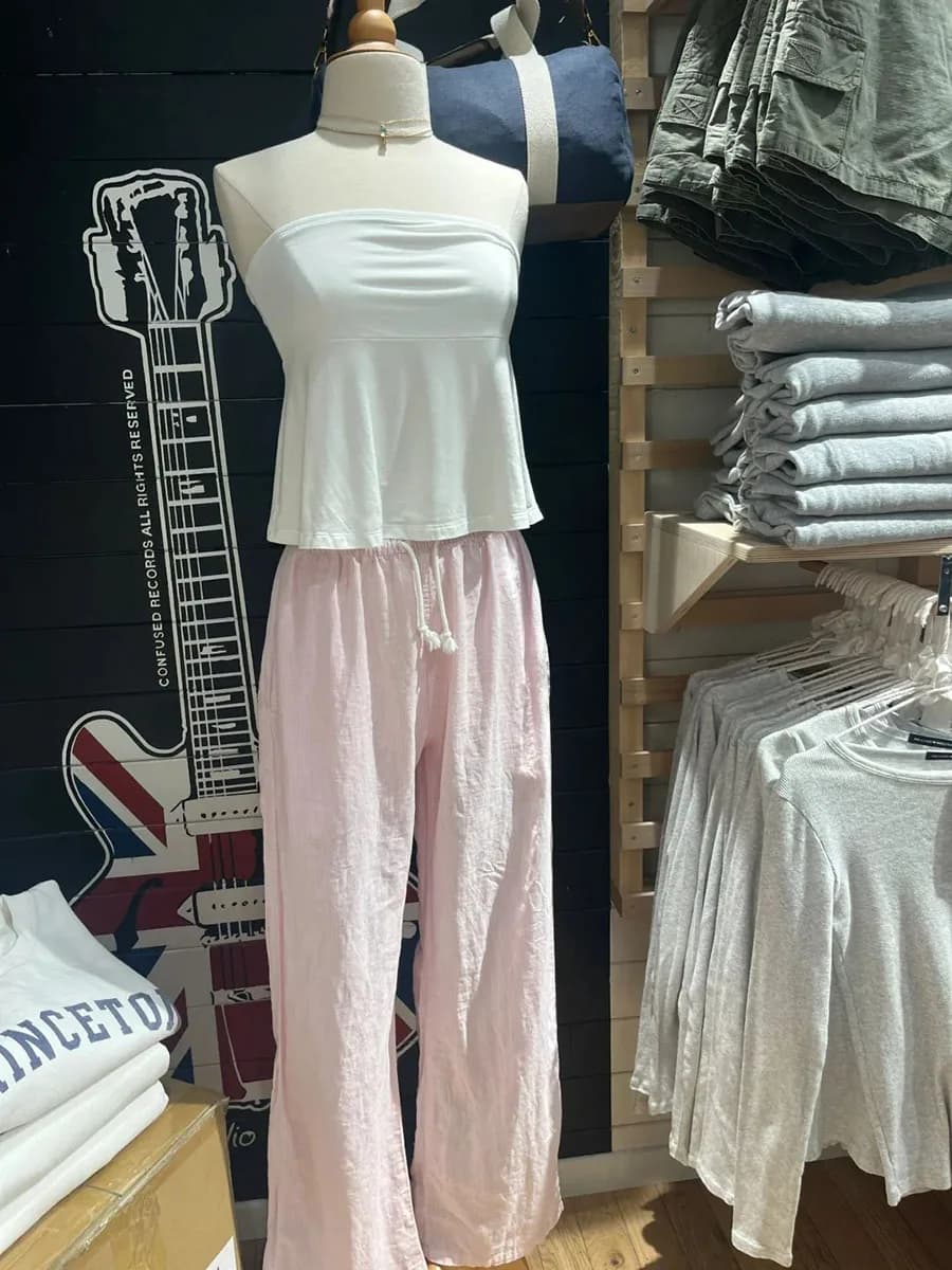 Haut court sans bretelles pour femme, plis, coton doux, blanc, simple, décontracté, vintage, streetw