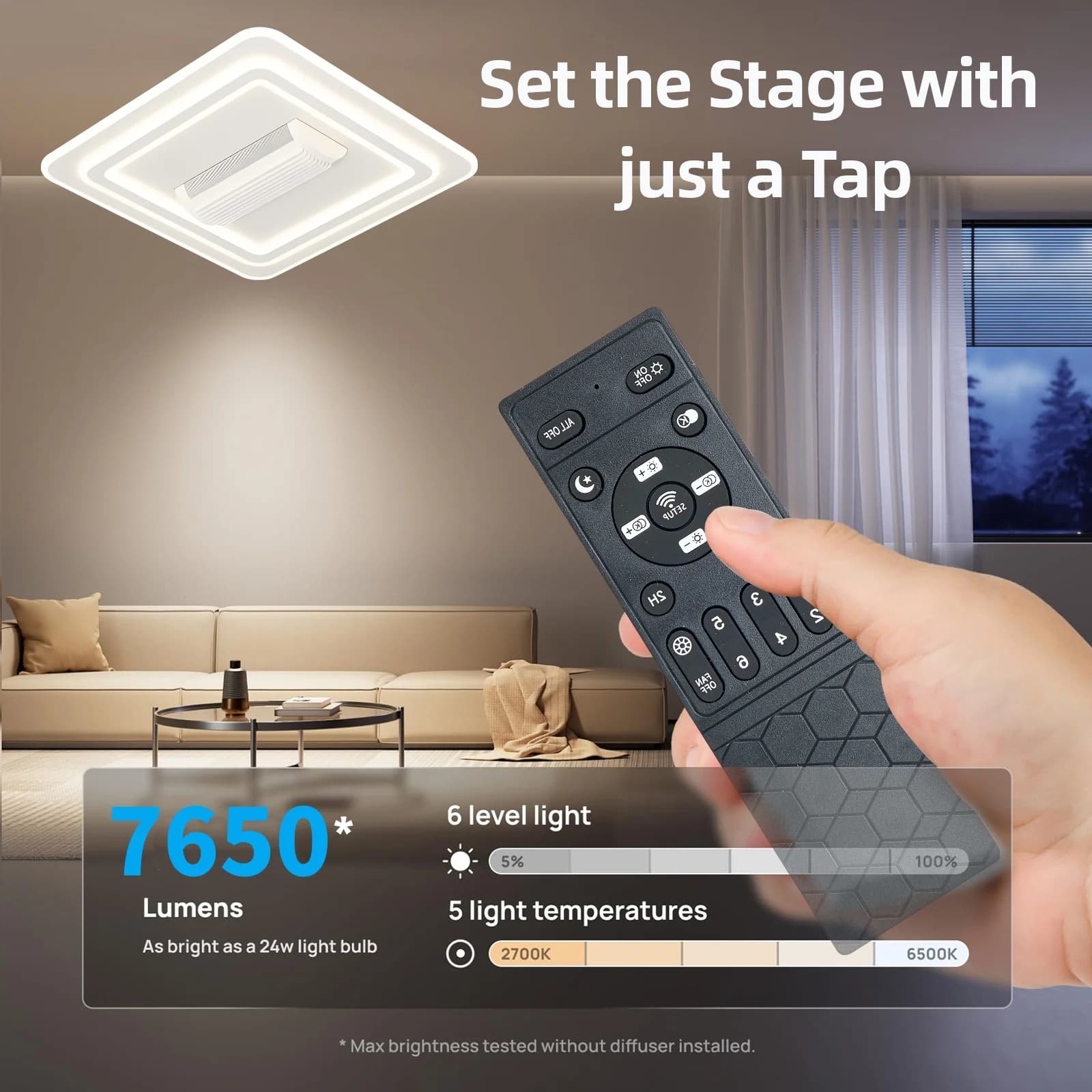 Ventilateur de plafond sans lame avec télécommande, luminaire moderne, décoration de la maison intel