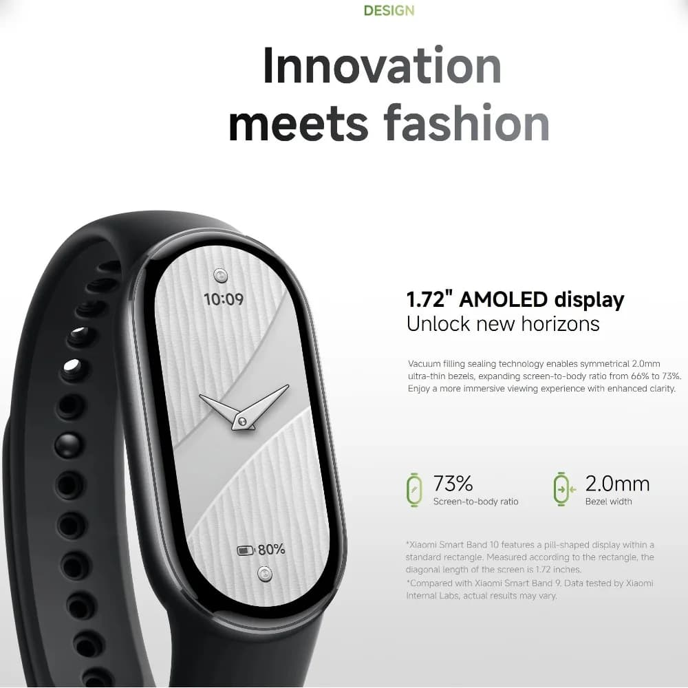 Version mondiale Xiaomi Smart Band 10, 150+ modes sportifs, surveillance du sommeil, écran AMOLED de