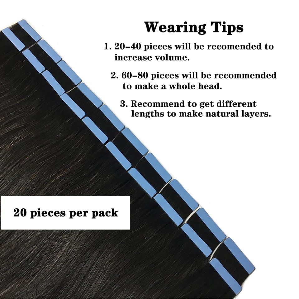 Bande adhésive 100% vrais cheveux humains Remy cheveux humains brésiliens Extensions droites peau tr