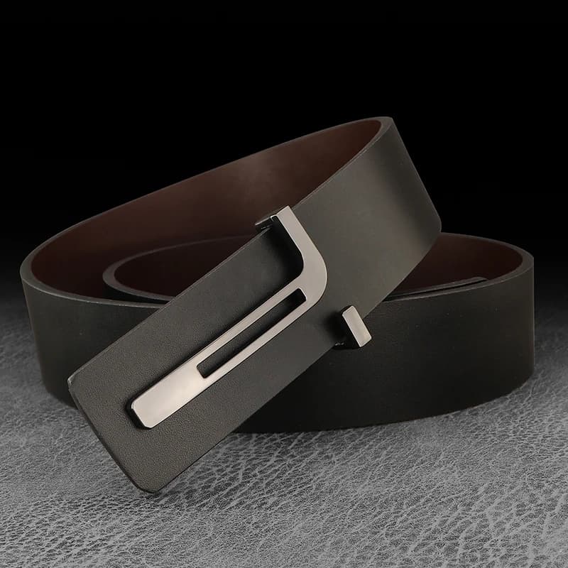Haute qualité décontracté T lettre Ceinture hommes en cuir boucle lisse mode personnalité Ceinture j