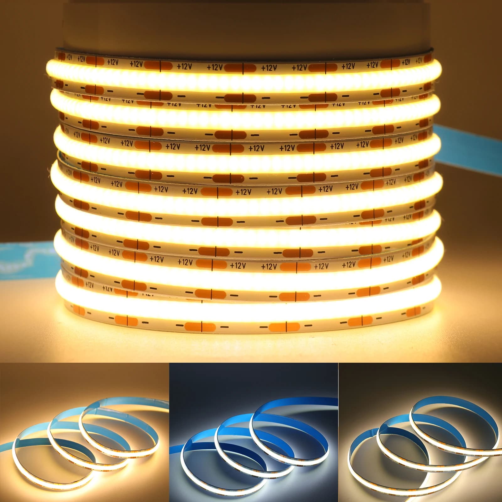 Bande lumineuse LED COB flexible, 480 gible/m 528 gible/m, 12V 24V 8mm, largeur PCB, barre lumineuse