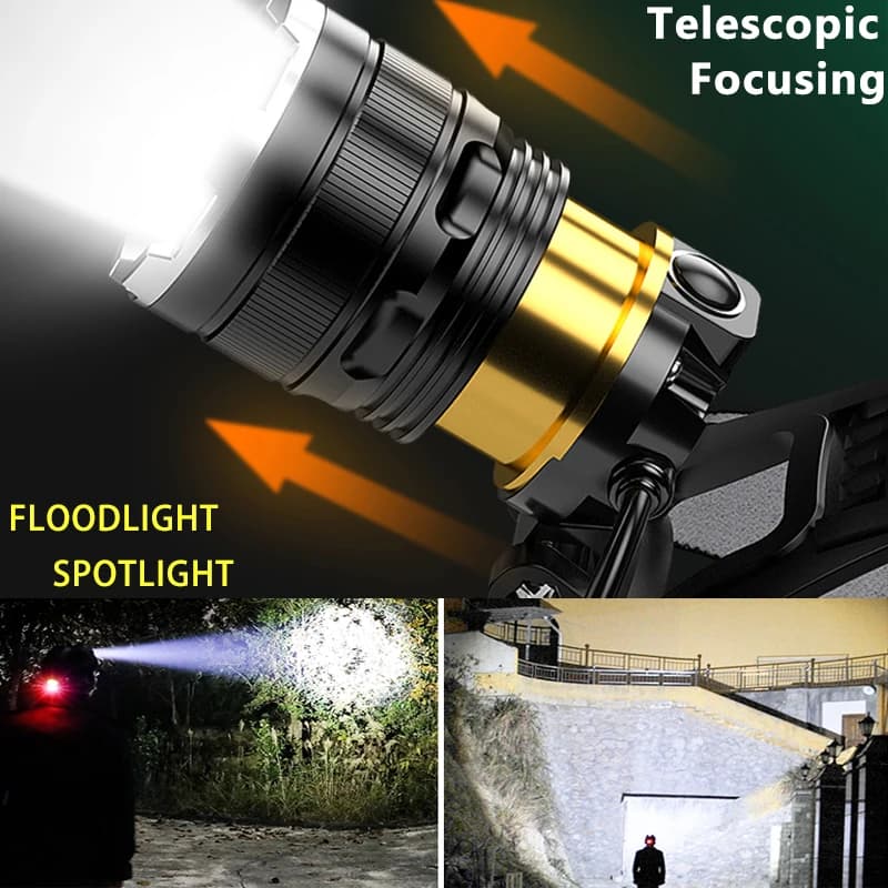 Z40 20000LM LED phare XHP90 lampe de poche phare torche Zoom capteur phare 18650 lumière Rechargeabl