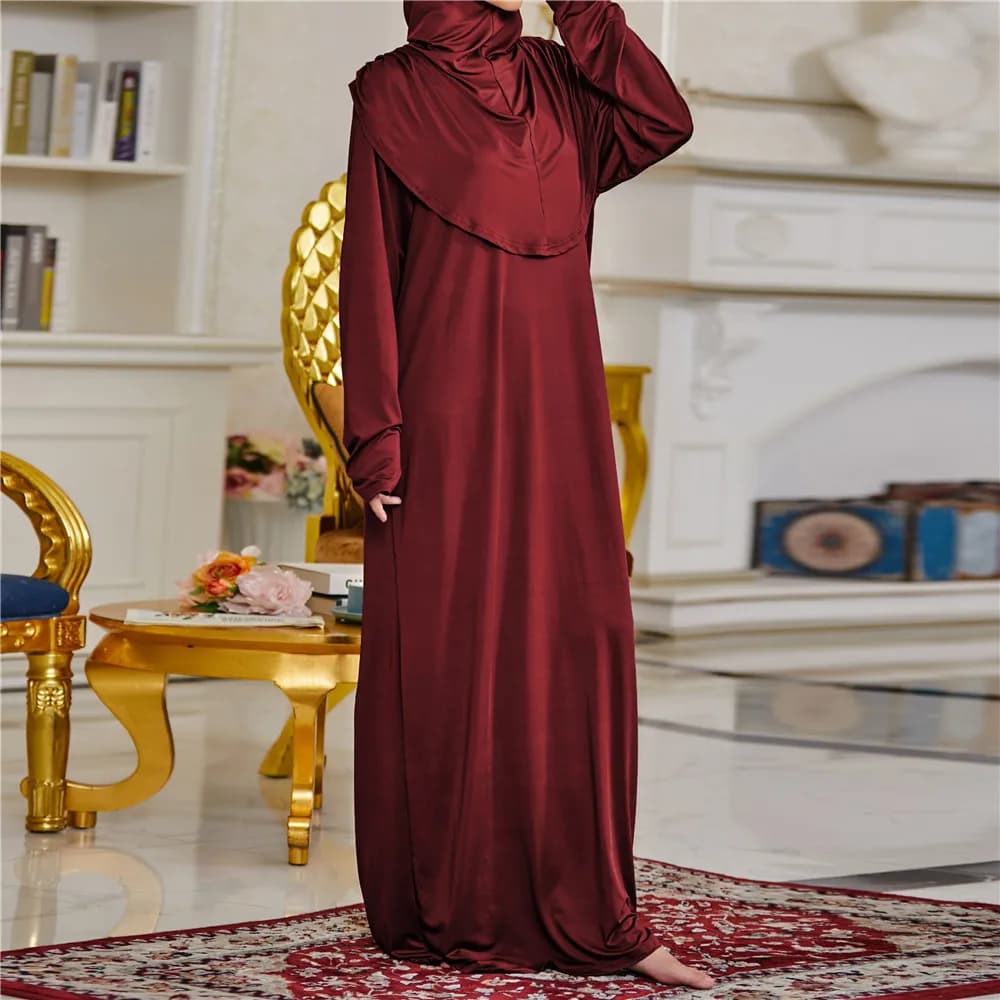 Vêtement de prière pour femmes Ramadan musulman Abaya caftan femmes Jilbab avec Hijab Abayat Islam R