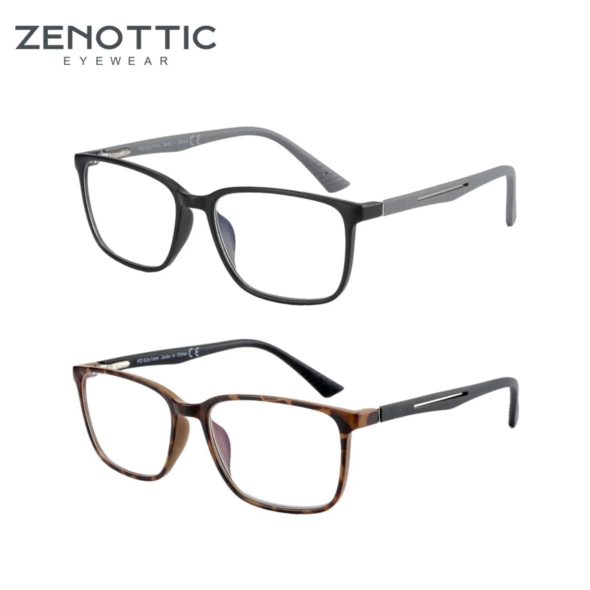 ZENOTTIC Deux ensembles de lunettes de lecture à lumière bleue pour hommes, lecteurs de monture carr