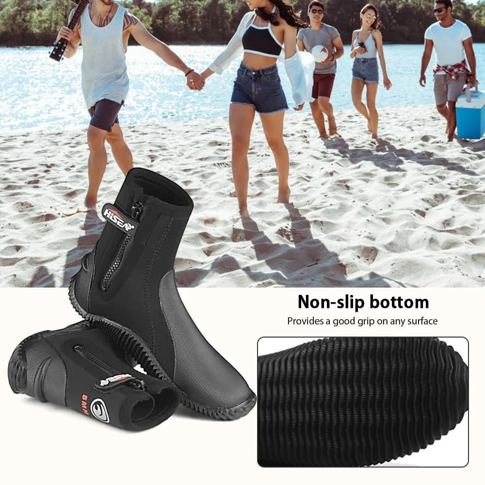 Bottes de plongée en néoprène 5mm, bottes de combinaison avec fermeture éclair latérale pour hommes 