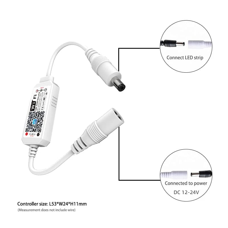 Variateur LED monochrome, contrôleur WiFi, DC 12V 24V 96W, application intelligente, contrôle de gra