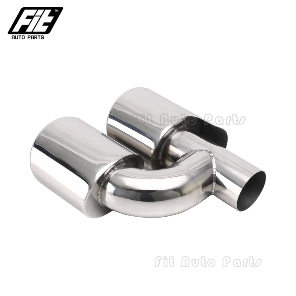 1 pièces en acier inoxydable 63mm entrée double embouts d'échappement voiture ovale silencieux carto