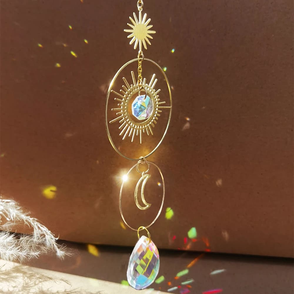 attrappe reve cristal carillon à vent deco maison attrape soleil lune capteur de soleil cristal deco