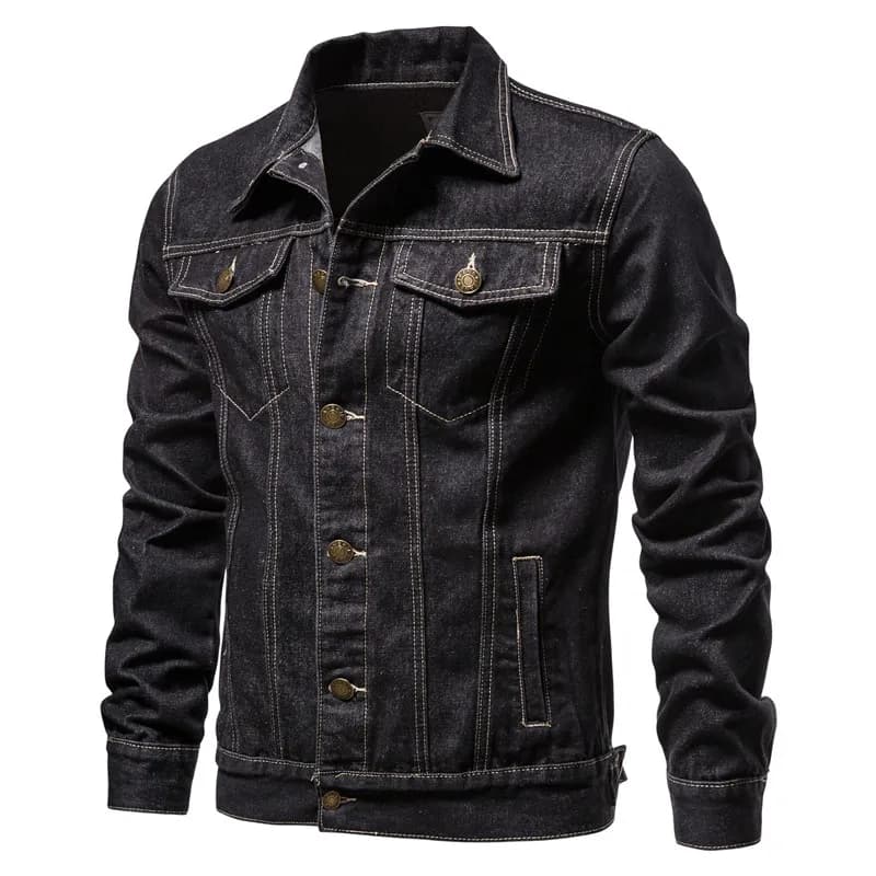 2025 automne Hommes solide Denim vestes mode moto Vintage jean vestes Hommes coupe ajustée coton déc