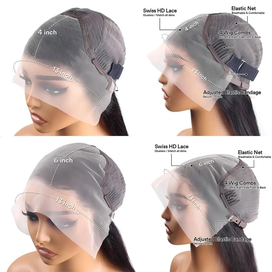 Perruques en cheveux humains ondulés Body Wave avec mèches 4/27, perruque frontale HD transparente 1