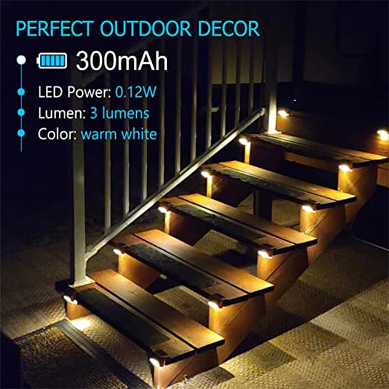 Blanc chaud LED solaire étape lampe chemin escalier extérieur jardin lumières étanche balcon lumière