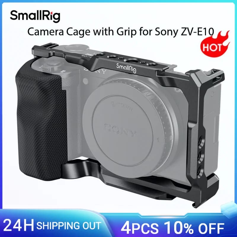 SmallRig pour Cage Sony ZV-E10 avec poignée en Silicone et plaque de dégagement rapide intégrée pour