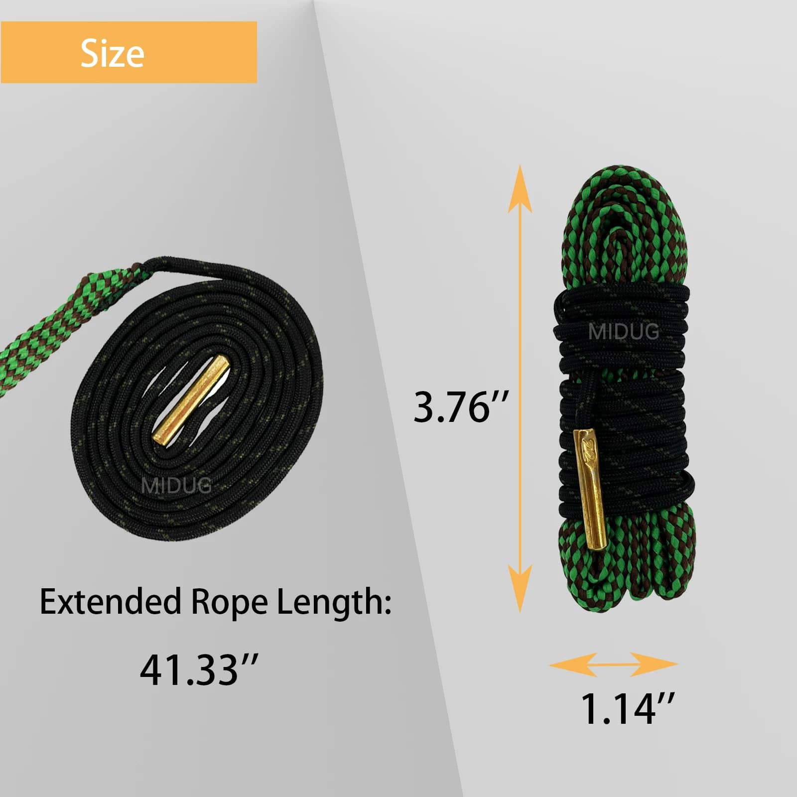MIDUG 12 GA Kit de nettoyage de pistolet alésage de fusil propre serpent baril alésage brosse corde 