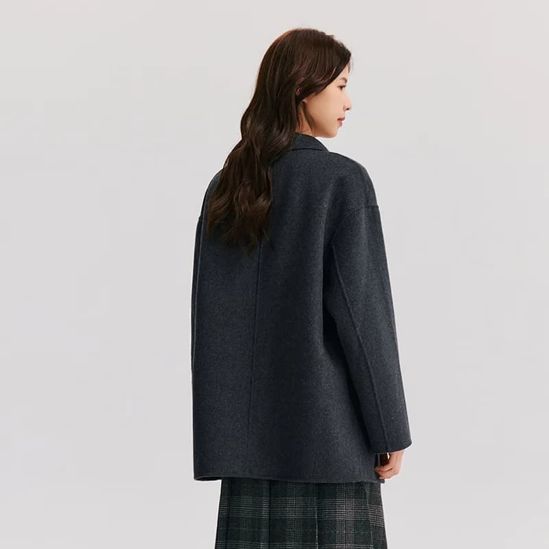 Semir-Veste double face contenant de la laine pour femme, manteau mi-long, col imbibé, polyvalent, c
