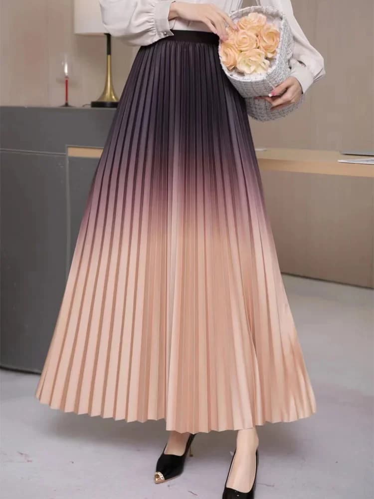 Jupe longue plissée longueur au sol pour femme, maxi, décontractée, patchwork, élégante, document ni