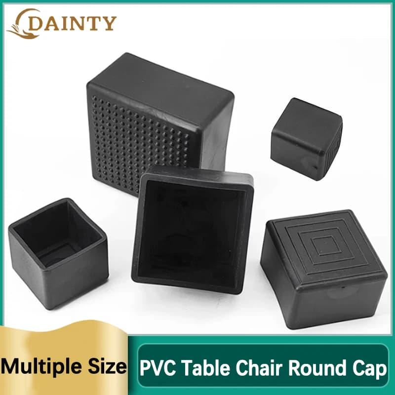 Couvre-pieds de chaise carrés noirs en Silicone, manchon de tuyau en caoutchouc souple en PVC, couve